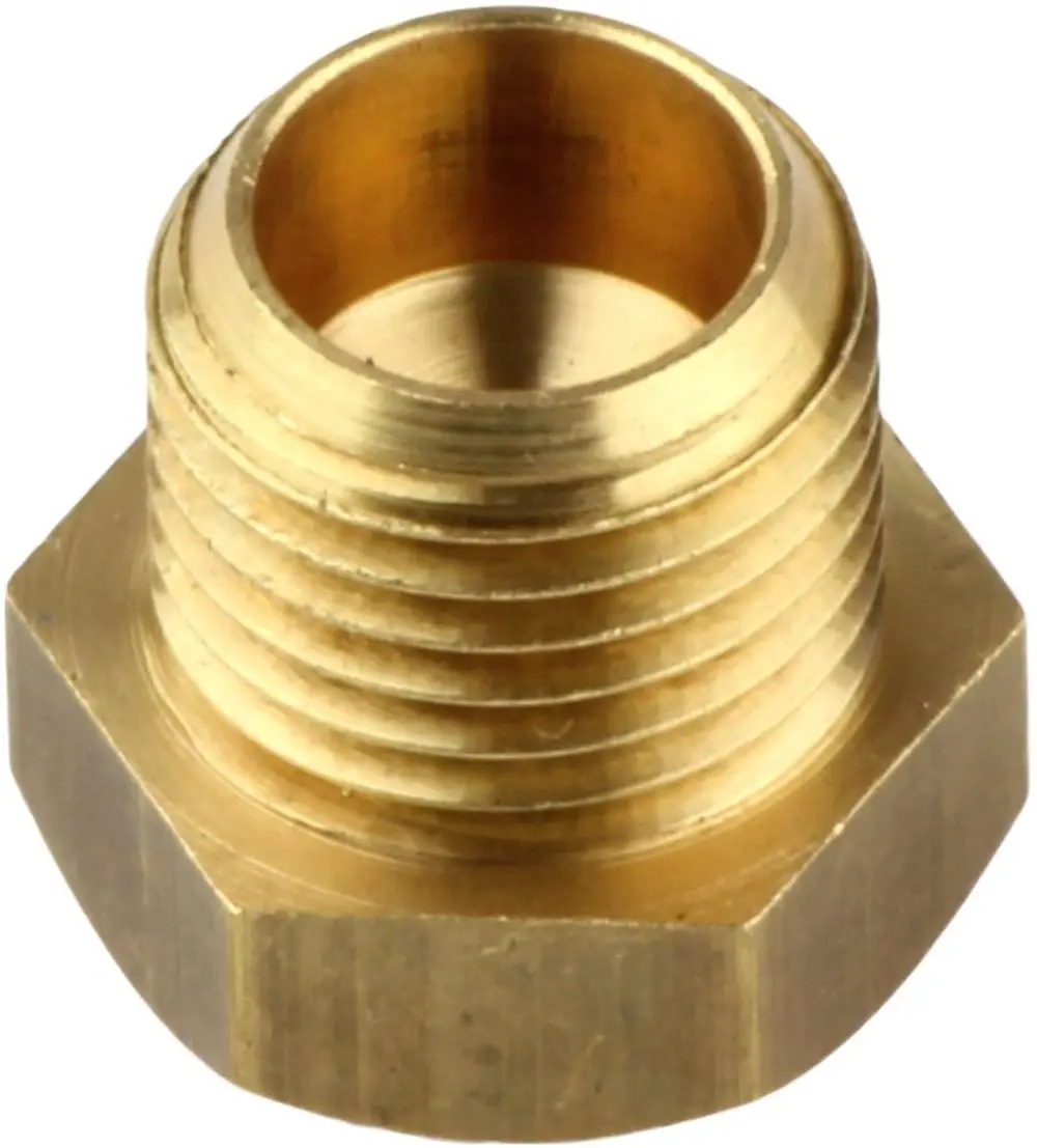 Messingdüse mit Innengewinde und sechseckigem Kopf. Produkt von Bosch, geeignet für Anwendungen, in denen Gase durch einen Anschluss geleitet werden.